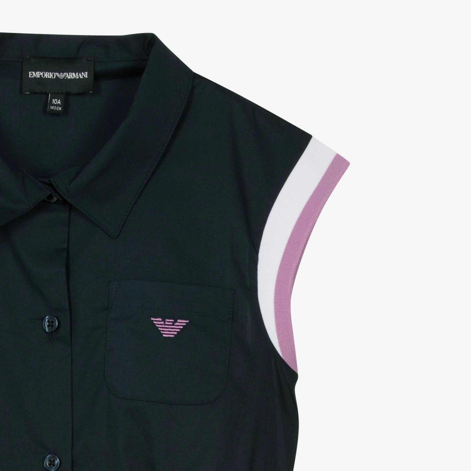 Emporio Armani Teen Girls Navy Blue Long Cotton Dress 3 Emporio Armani Teen Girls Navy Blue Long Cotton Dress - Image 3