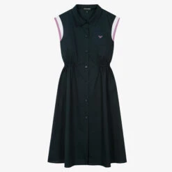 Emporio Armani Teen Girls Navy Blue Long Cotton Dress
