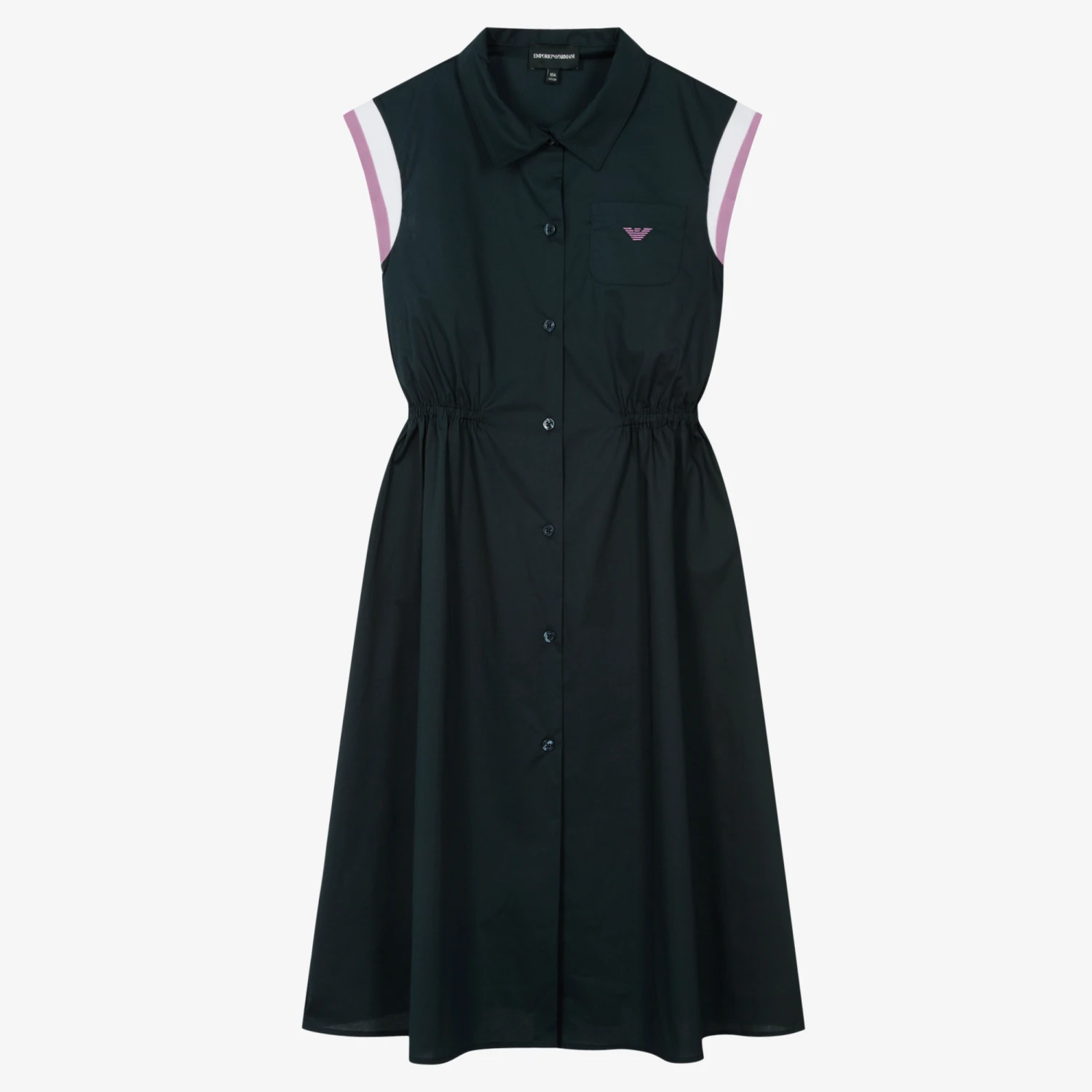 Emporio Armani Teen Girls Navy Blue Long Cotton Dress 1 Emporio Armani Teen Girls Navy Blue Long Cotton Dress