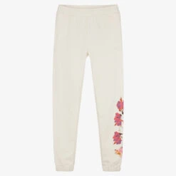Guess Teen Girls Ivory Cotton Floral Joggers