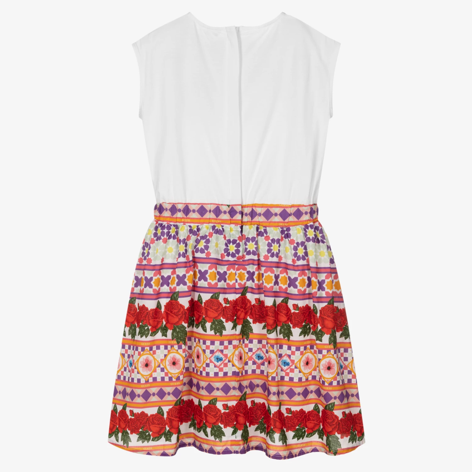 Guess Teen Girls White & Colourful Print Dress 2 Guess Teen Girls White & Colourful Print Dress - Image 2