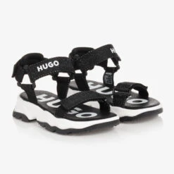 HUGO Teen Girls Black & White Logo Sandals