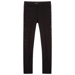 KARL LAGERFELD KIDS Teen Black Wool Logo Trousers