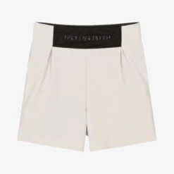 KARL LAGERFELD KIDS Teen Girls Beige Crêpe Logo Shorts