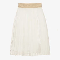 KARL LAGERFELD KIDS Teen Girls White Pleated Logo Skirt
