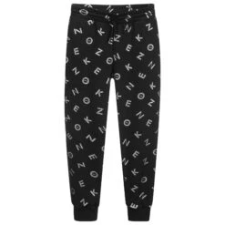 KENZO KIDS Teen Black Logo Joggers