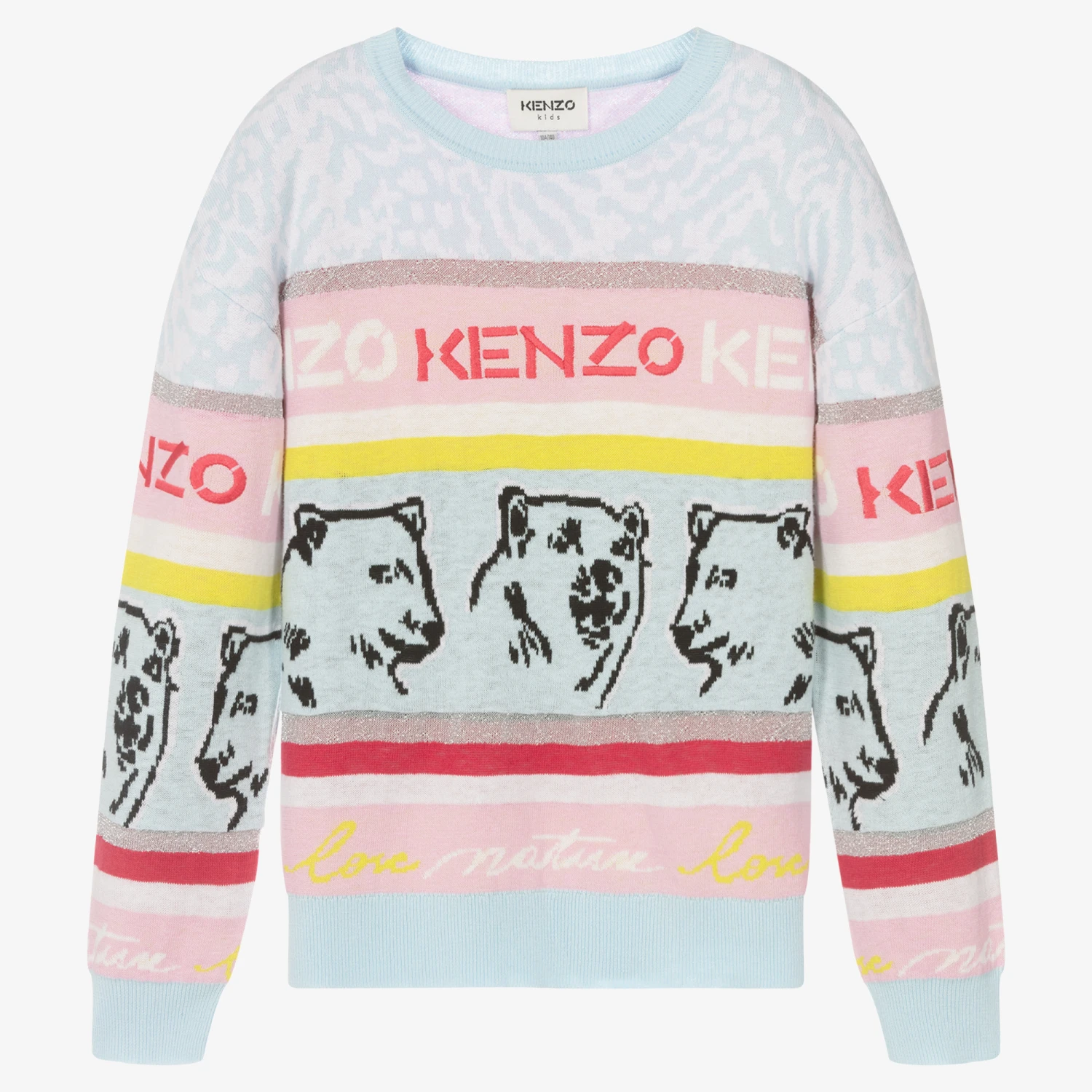 KENZO KIDS Teen Girls Blue Bear Jumper 1 KENZO KIDS Teen Girls Blue Bear Jumper