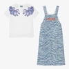 KENZO KIDS Teen Girls Blue Denim Pinafore Dress Set