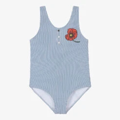 KENZO KIDS Teen Girls Blue Stripe Poppy Swimsuit