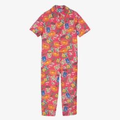 KENZO KIDS Teen Girls Fuschia Pink Logo Jumpsuit