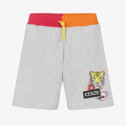 KENZO KIDS Teen Girls Grey Cotton Tiger Shorts