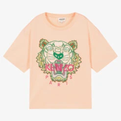 KENZO KIDS Teen Girls Pink Cotton Tiger T-Shirt
