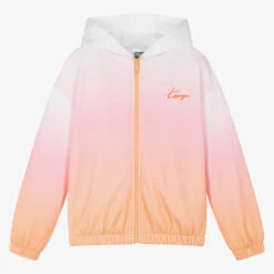 KENZO KIDS Teen Girls Pink Logo Zip-Up Hoodie