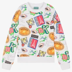 KENZO KIDS Teen Girls White Cotton Sweatshirt