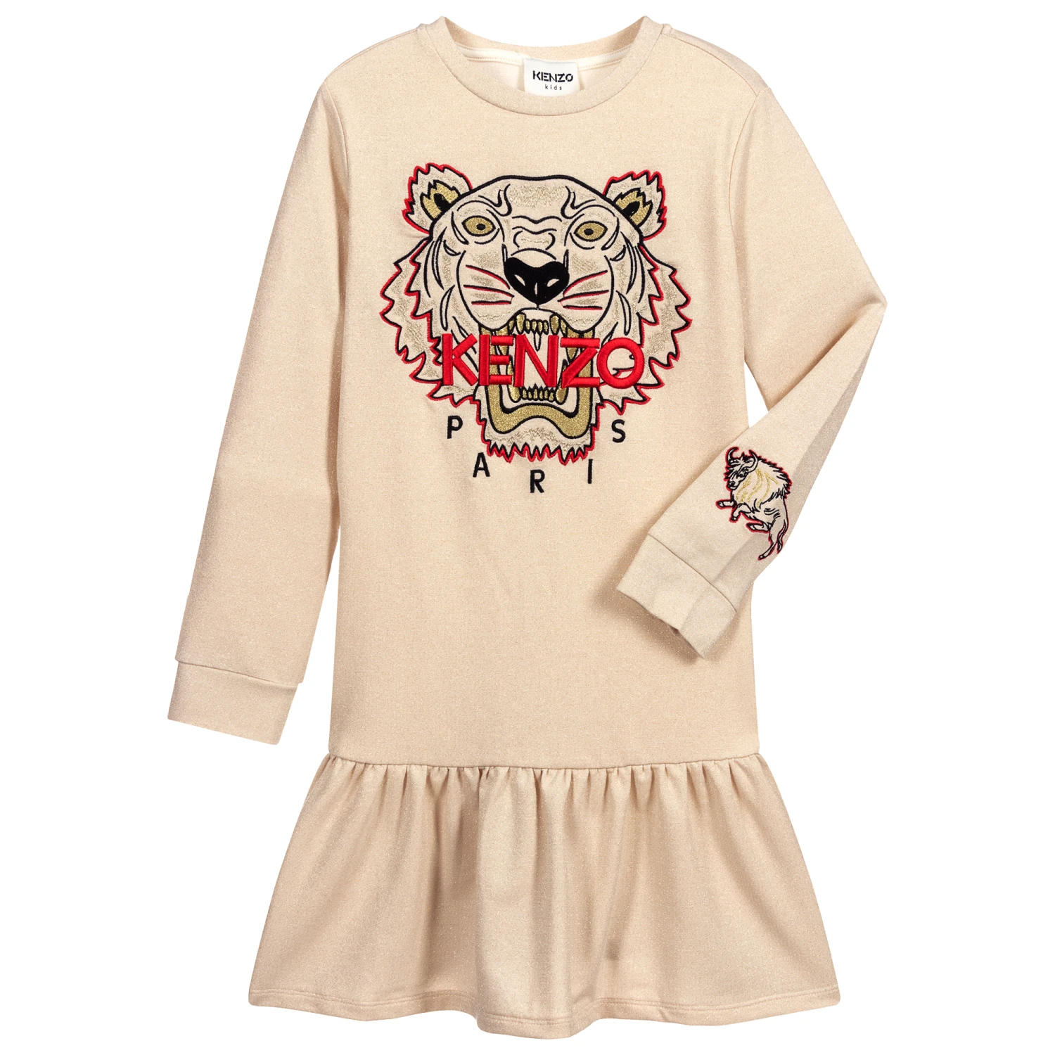 KENZO KIDS Teen Gold Tiger & Ox Dress 3 KENZO KIDS Teen Gold Tiger & Ox Dress - Image 3