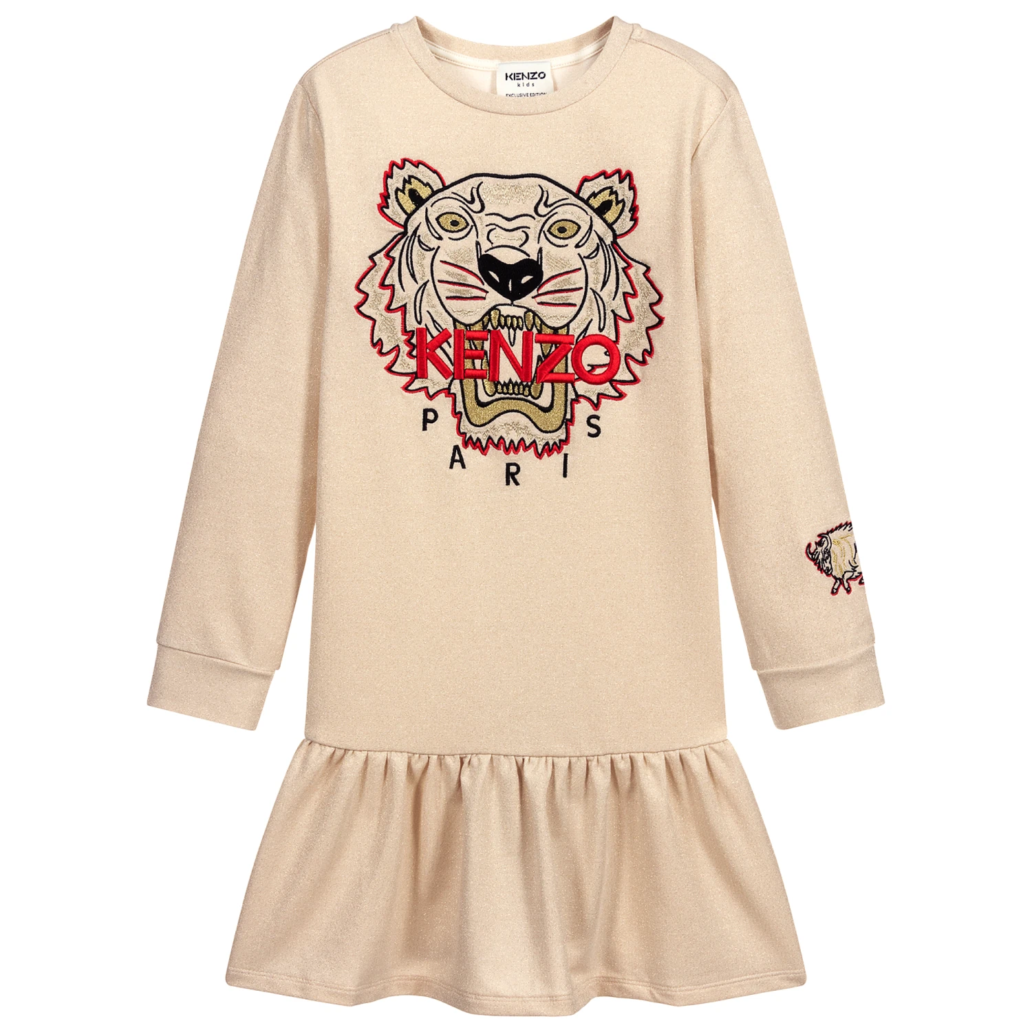 KENZO KIDS Teen Gold Tiger & Ox Dress 1 KENZO KIDS Teen Gold Tiger & Ox Dress