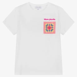 MARC JACOBS Teen Girls White Crochet Pocket T-Shirt