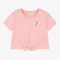 Michael Kors Kids Teen Girls Cropped Pink Logo T-Shirt