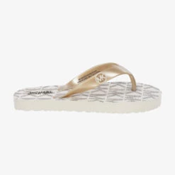 Michael Kors Kids Teen Girls Ivory & Gold Logo Flip Flops -Molo Store michael kors kids teen girls ivory gold logo flip flops 492001 df984ba6b2b9ba6971fca55fdd7503206e5384d7