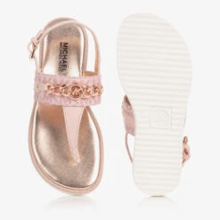 Michael Kors Kids Teen Girls Pink Faux Leather Logo Sandals -Molo Store michael kors kids teen girls pink faux leather logo sandals 492008 1b45b3becc3b91b75d6390835111d816ffebb3b4