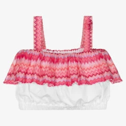 Missoni Teen Girls White & Pink Zigzag Top
