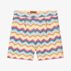 Missoni Teen Girls White Zigzag Knitted Shorts