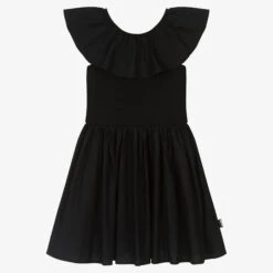 Molo Teen Girls Black Cotton Ruffle Dress