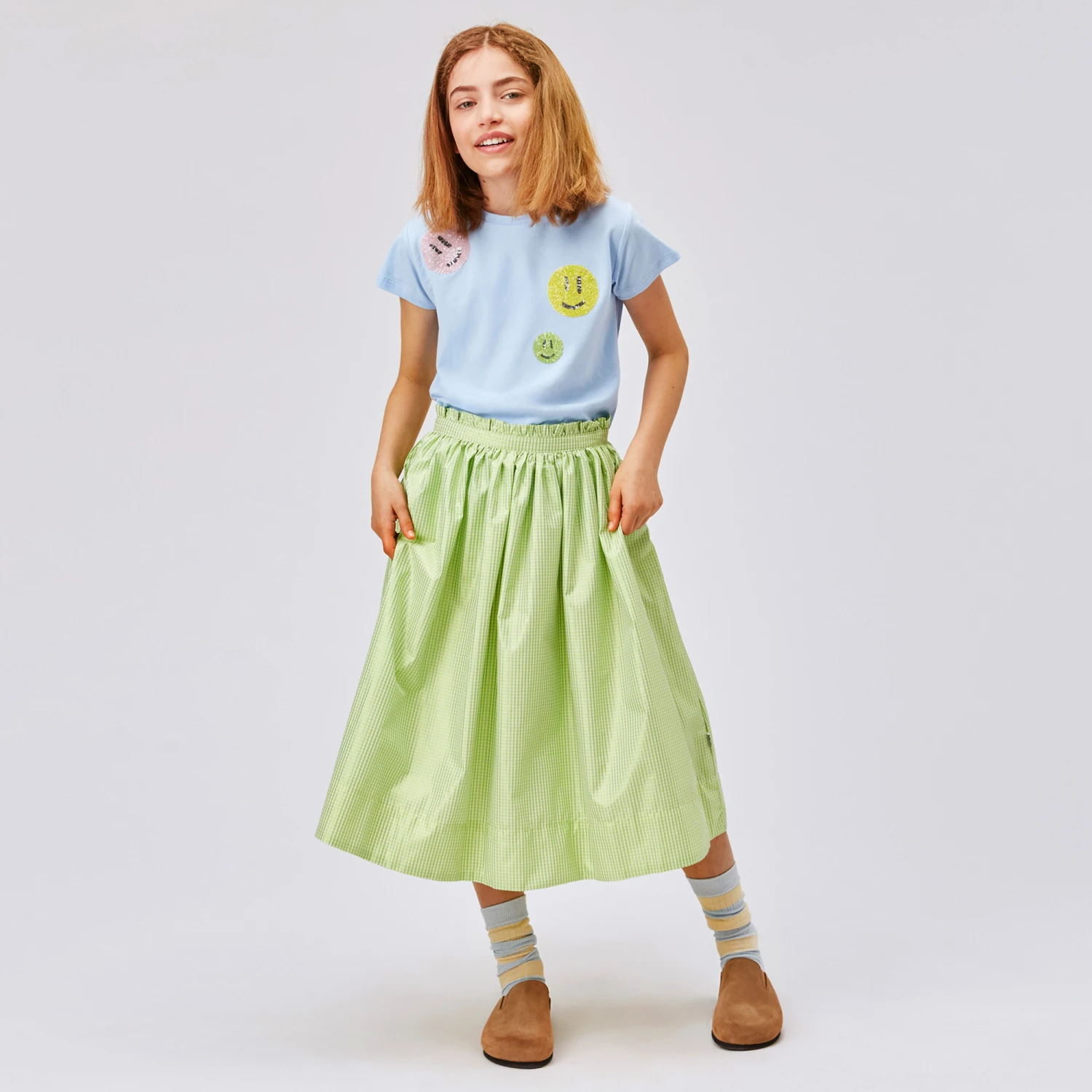 Molo Teen Girls Green Gingham Skirt 2 Molo Teen Girls Green Gingham Skirt - Image 2