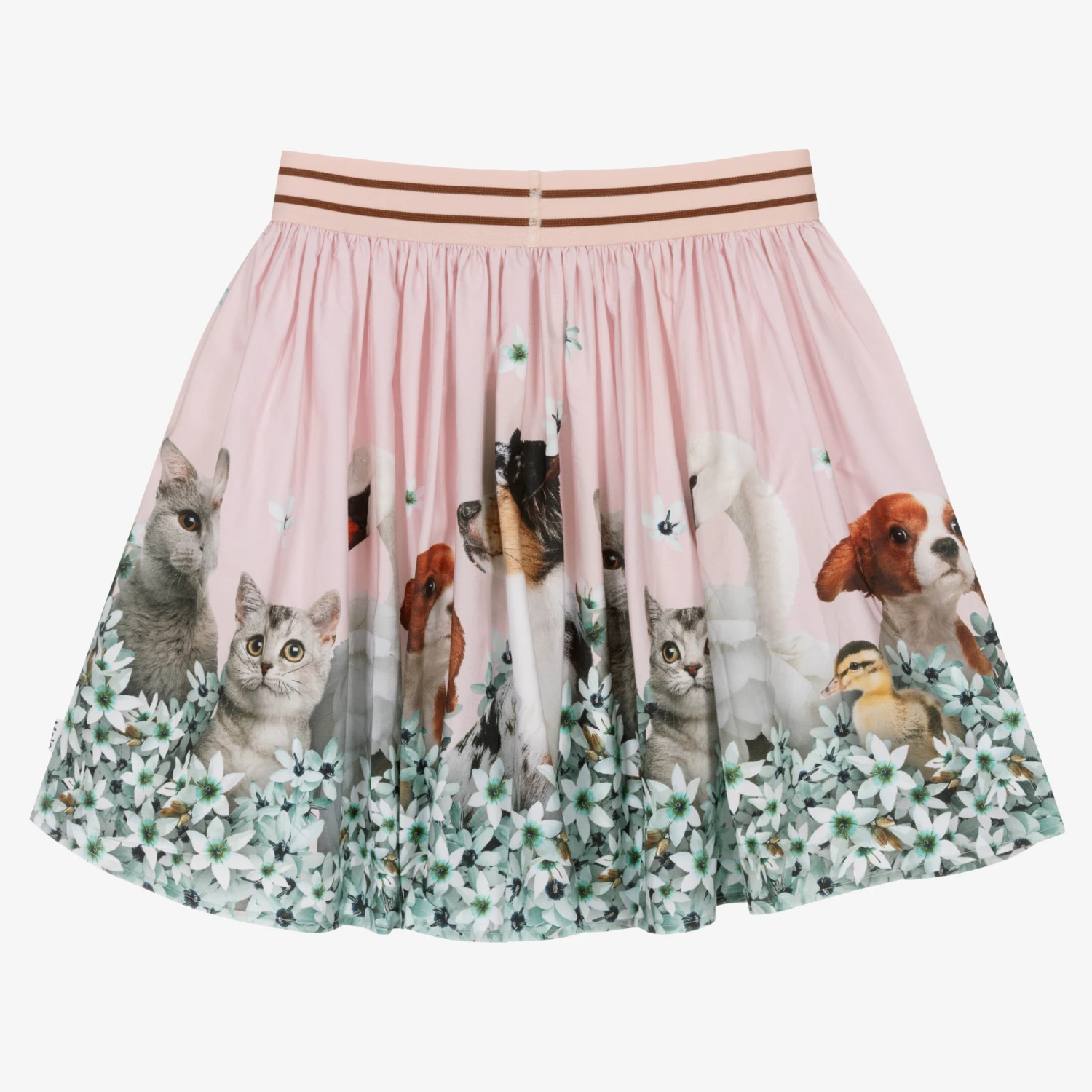 Molo Teen Girls Pink Animals Cotton Skirt 2 Molo Teen Girls Pink Animals Cotton Skirt - Image 2
