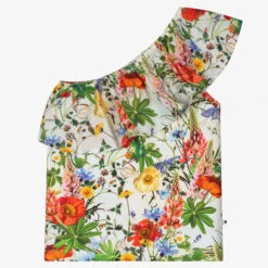 Molo Teen Green Floral Ruffle Top