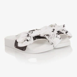 Monnalisa Teen Black & White Bow Sliders