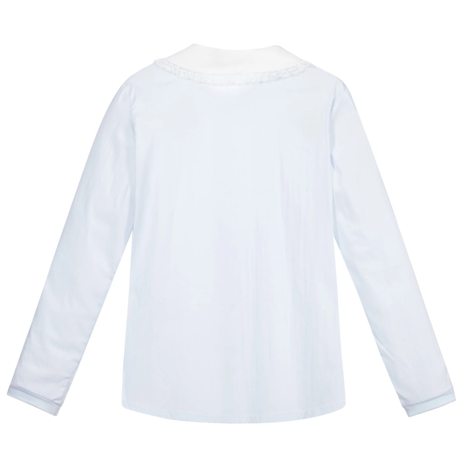 Monnalisa Teen Blue Floral Cotton Shirt 2 Monnalisa Teen Blue Floral Cotton Shirt - Image 2