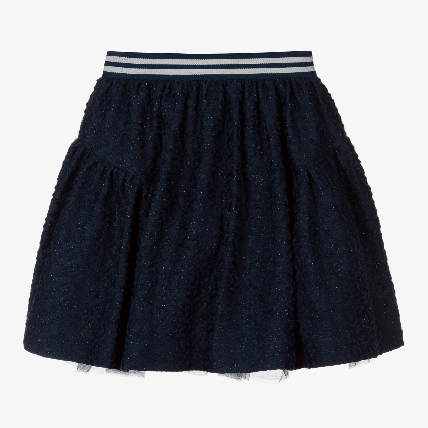 Monnalisa Teen Girls Blue Brocade Skirt 1 Monnalisa Teen Girls Blue Brocade Skirt