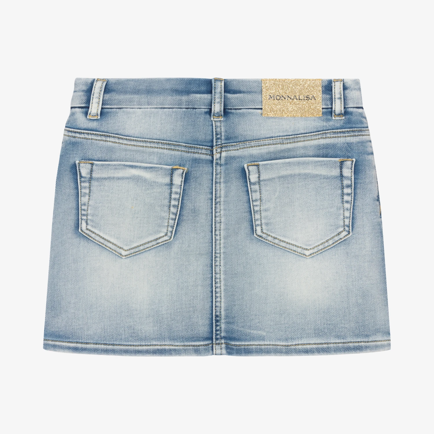 Monnalisa Teen Girls Blue Embroidered Denim Skirt 2 Monnalisa Teen Girls Blue Embroidered Denim Skirt - Image 2