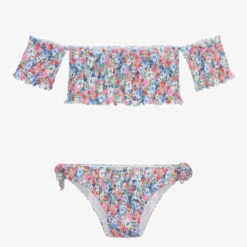 Monnalisa Teen Girls Blue Floral Bikini