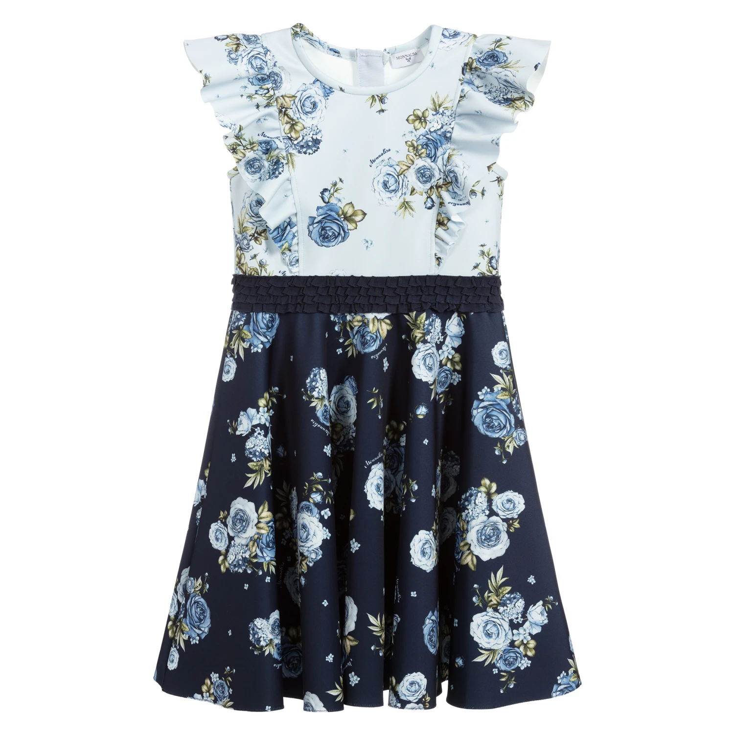 Monnalisa Teen Girls Blue Floral Dress 1 Monnalisa Teen Girls Blue Floral Dress