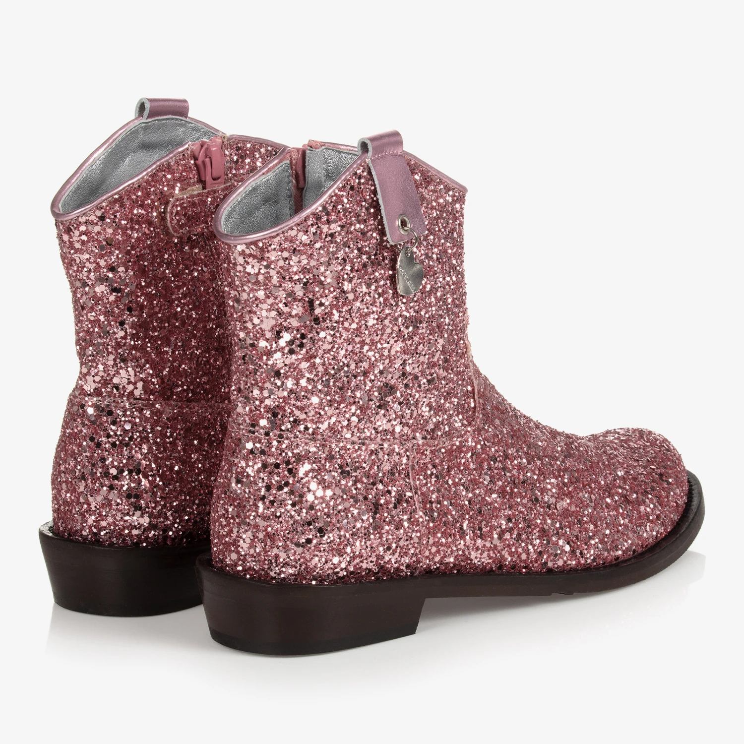 Monnalisa Teen Girls Pink Glitter Boots 2 Monnalisa Teen Girls Pink Glitter Boots - Image 2
