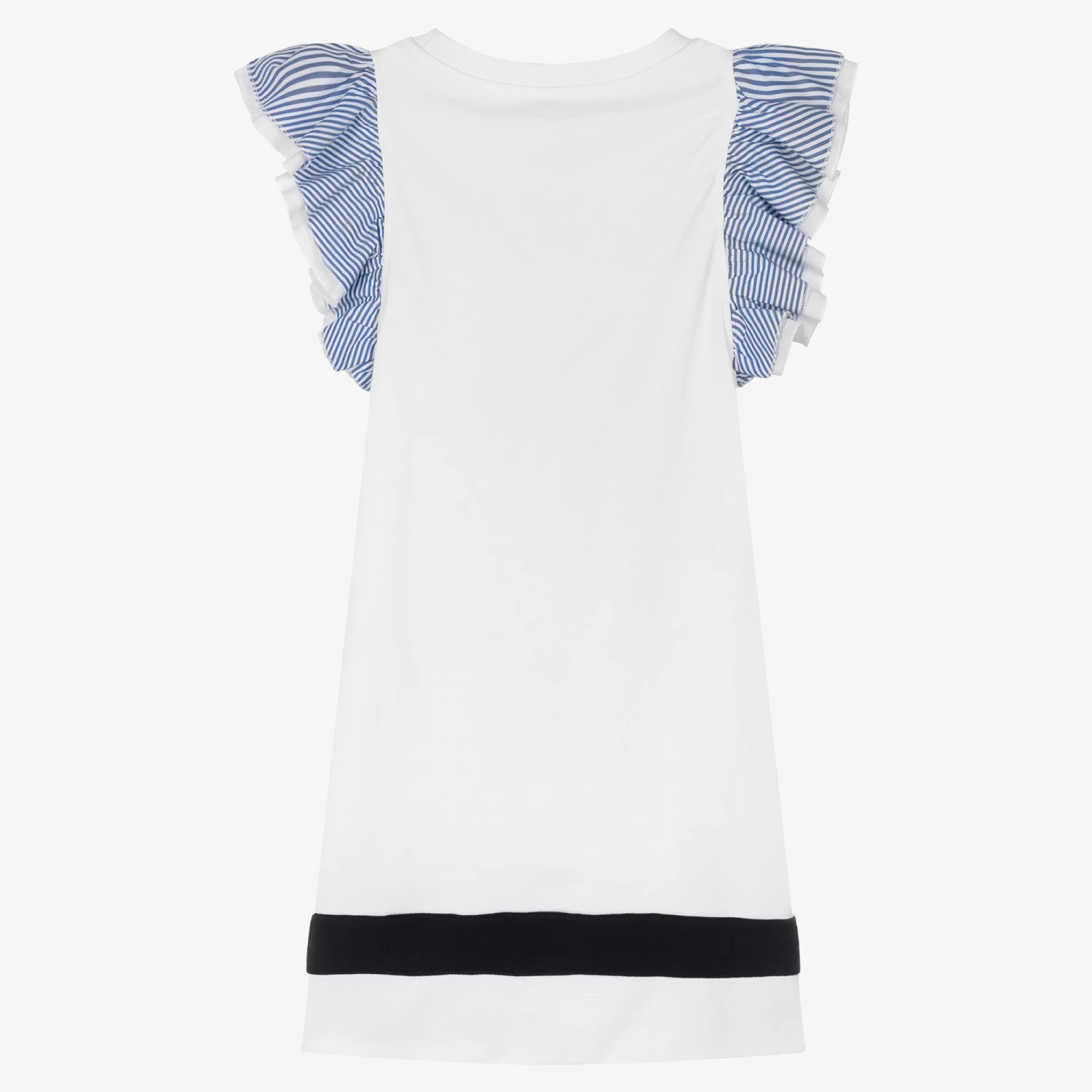 Monnalisa Teen Girls White Cotton Jersey Dress 2 Monnalisa Teen Girls White Cotton Jersey Dress - Image 2