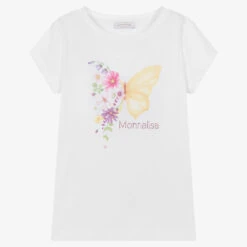 Monnalisa Teen Girls White Cotton T-Shirt