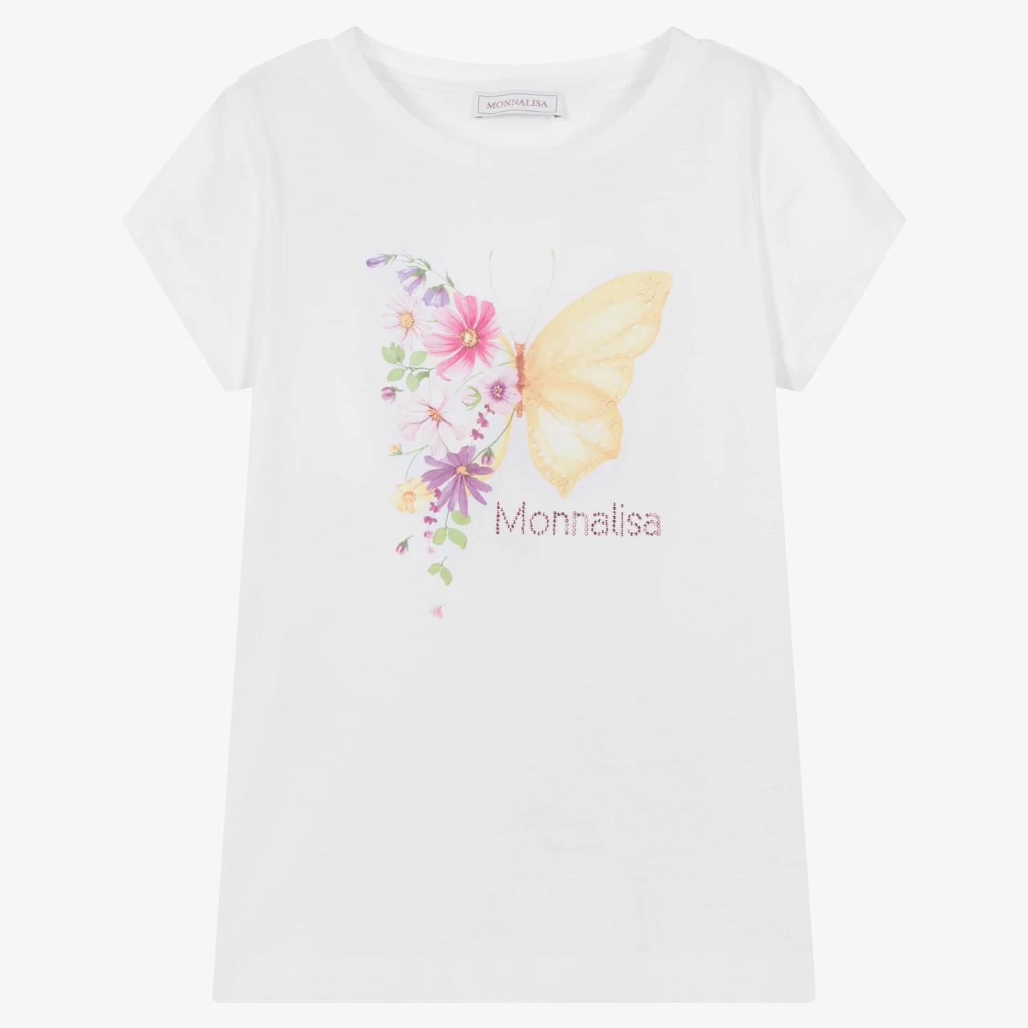 Monnalisa Teen Girls White Cotton T-Shirt 1 Monnalisa Teen Girls White Cotton T-Shirt