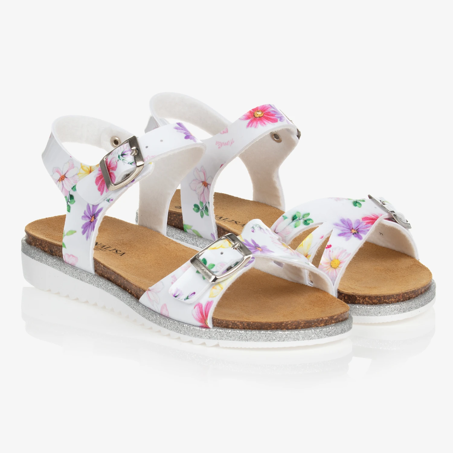 Monnalisa Teen Girls White Floral Sandals 1 Monnalisa Teen Girls White Floral Sandals
