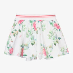 Monnalisa Teen Girls White Floral Shorts