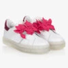 Monnalisa Teen Girls White Leather & Pink Trainers