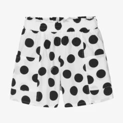Monnalisa Teen Girls White Polka Dot Cotton Shorts