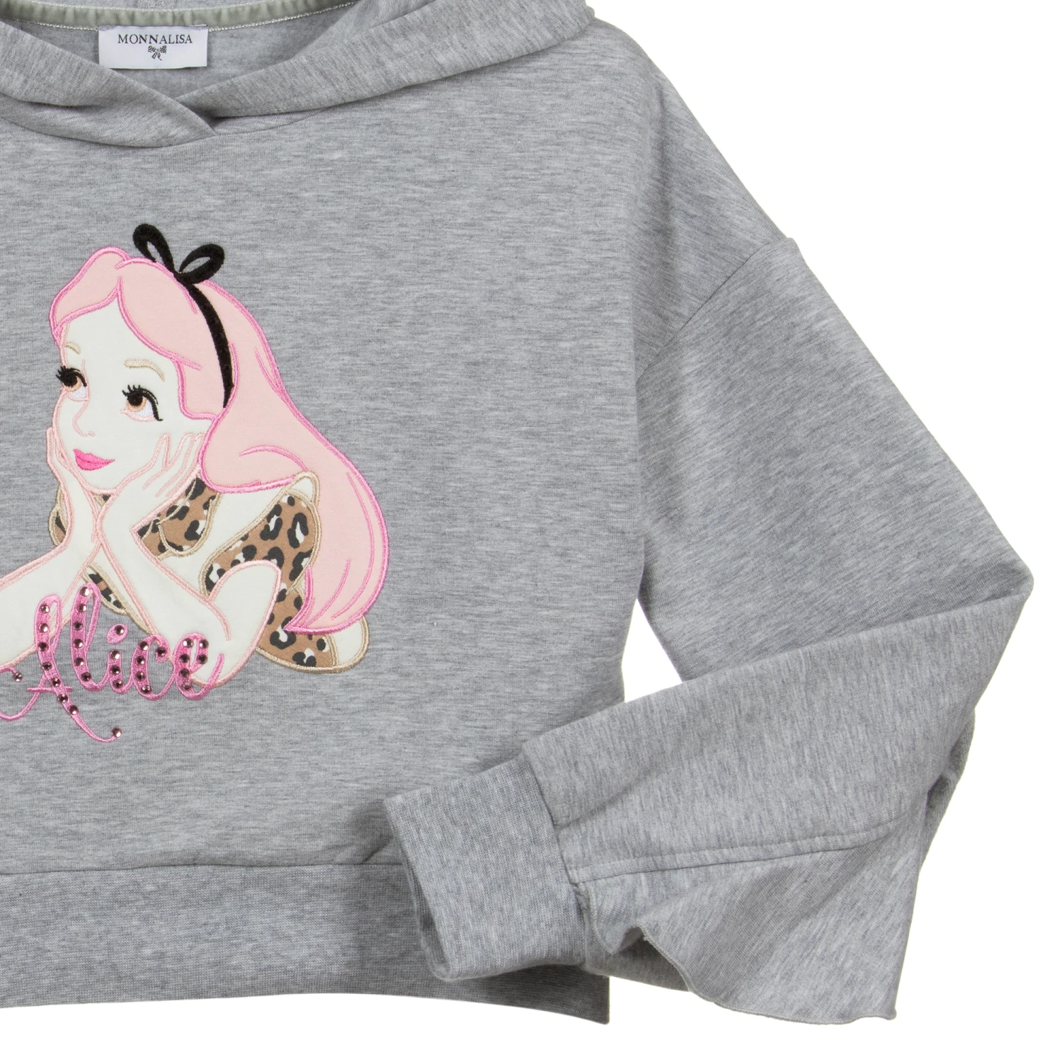 Monnalisa Teen Grey Cropped Hoodie 3 Monnalisa Teen Grey Cropped Hoodie - Image 3