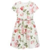 Monnalisa Chic Teen Ivory & Red Floral Dress