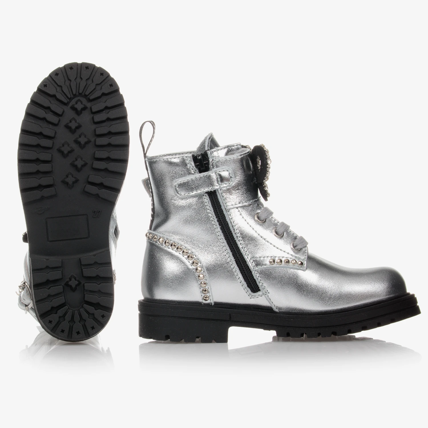 Monnalisa Teen Metallic Silver Boots 4 Monnalisa Teen Metallic Silver Boots - Image 4