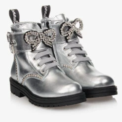 Monnalisa Teen Metallic Silver Boots