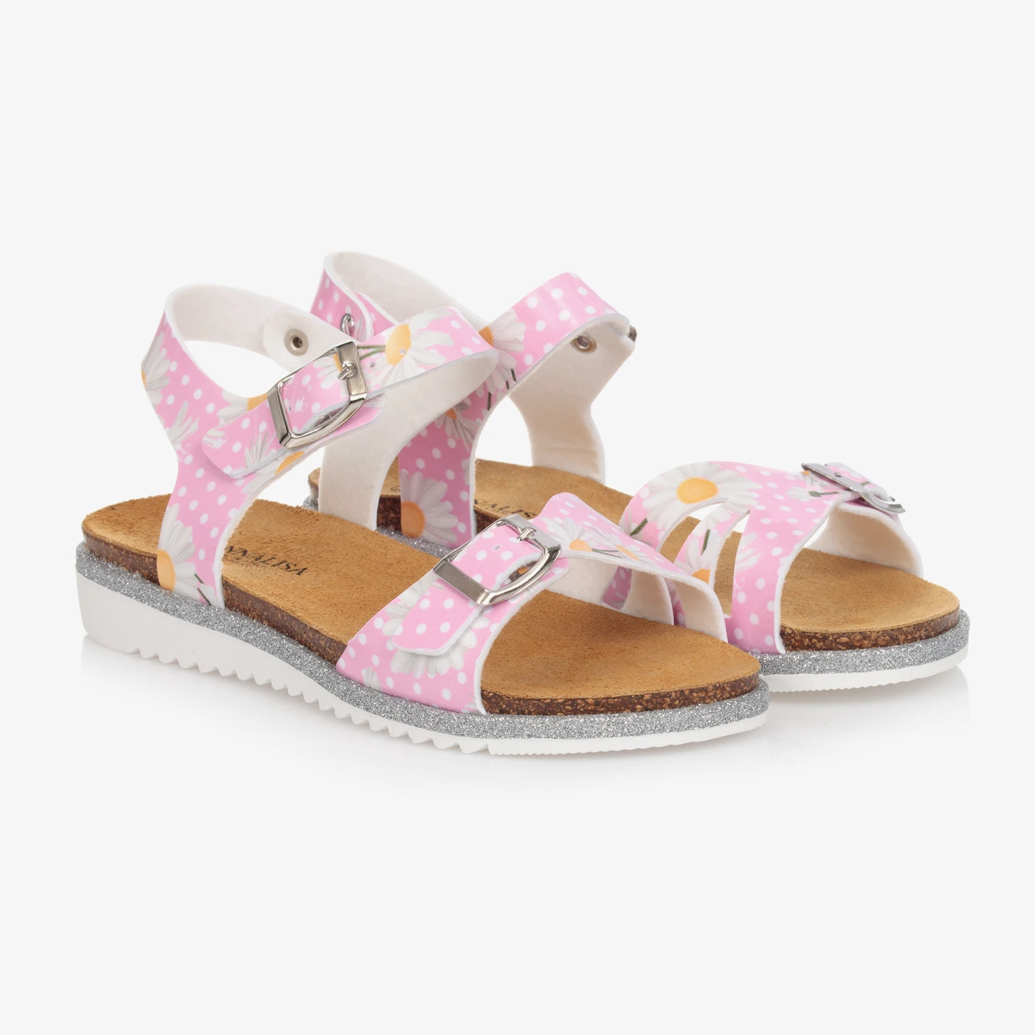 Monnalisa Teen Pink Daisy Spot Sandals 1 Monnalisa Teen Pink Daisy Spot Sandals
