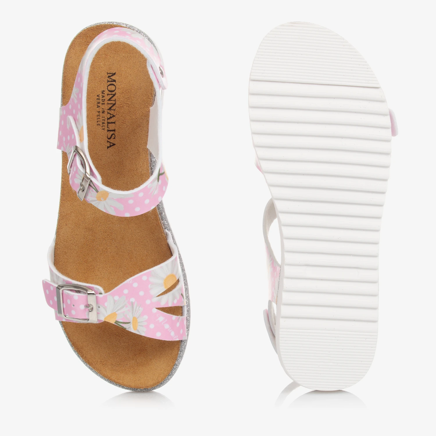 Monnalisa Teen Pink Daisy Spot Sandals 3 Monnalisa Teen Pink Daisy Spot Sandals - Image 3